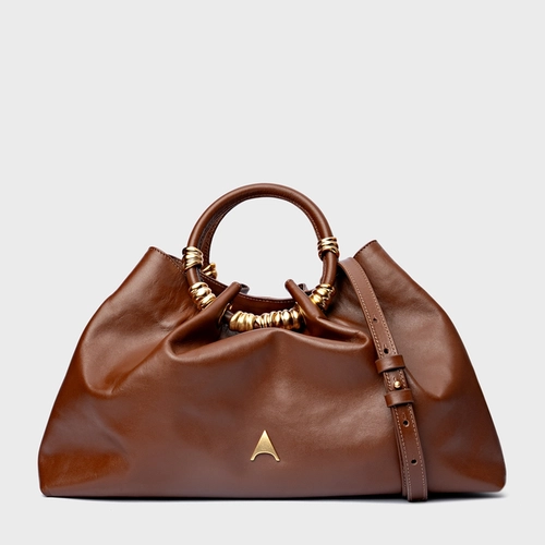 Bolsa Tote Ivy Média Couro Marrom Walnut