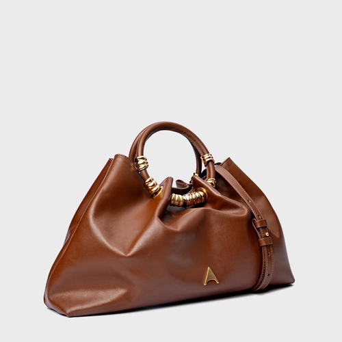 Bolsa Tote Ivy Média Couro Marrom Walnut