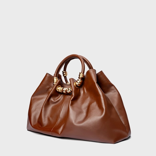 Bolsa Tote Ivy Média Couro Marrom Walnut
