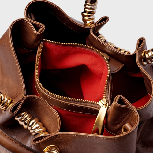 Bolsa Tote Ivy Média Couro Marrom Walnut