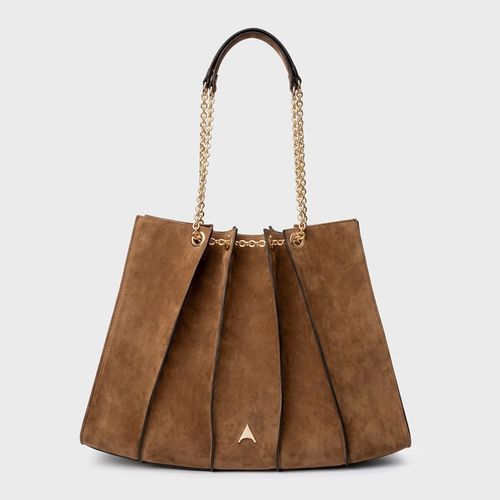 Bolsa Shopping Millie Grande Couro Suede Marrom Saddle