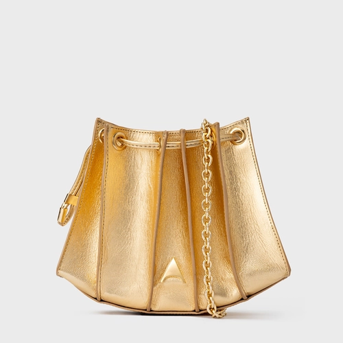Bolsa Tiracolo Millie Pequena Couro Metalizado Dourado Gold