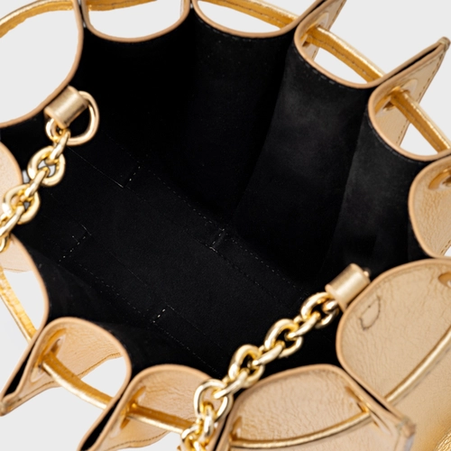 Bolsa Tiracolo Millie Pequena Couro Metalizado Dourado Gold