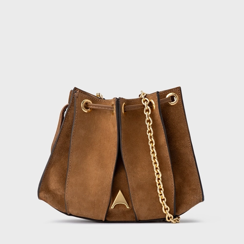 Bolsa Tiracolo Millie Pequena Couro Suede Marrom Saddle