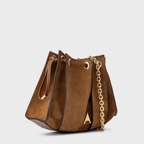 Bolsa Tiracolo Millie Pequena Couro Suede Marrom Saddle