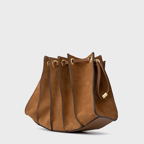 Bolsa Tiracolo Millie Pequena Couro Suede Marrom Saddle