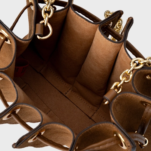 Bolsa Tiracolo Millie Pequena Couro Suede Marrom Saddle