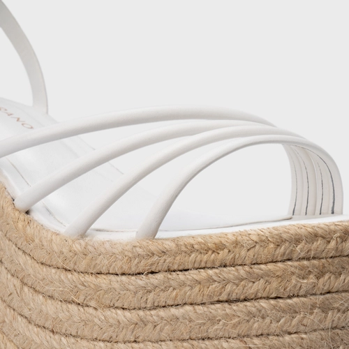 Sandália Minimal Lines Maxi Anabela Couro Branco Blanc