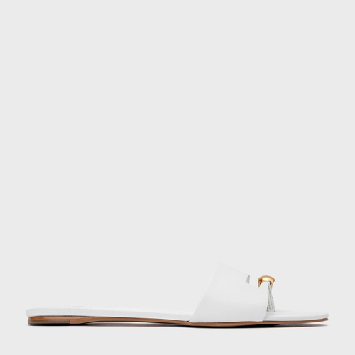 Rasteira Soleil Couro Branco Blanc