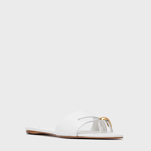 Rasteira Soleil Couro Branco Blanc