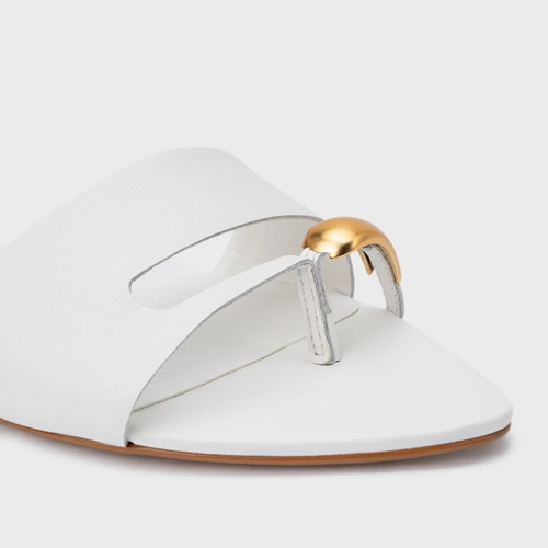 Rasteira Soleil Couro Branco Blanc