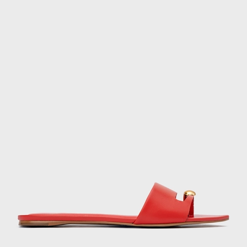 Rasteira Soleil Couro Vermelho Carrano