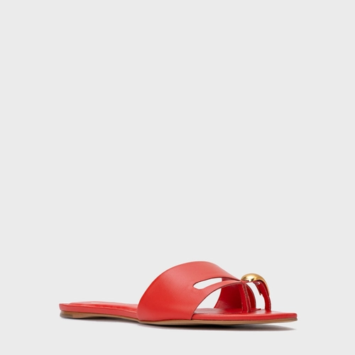 Rasteira Soleil Couro Vermelho Carrano