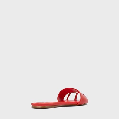 Rasteira Soleil Couro Vermelho Carrano