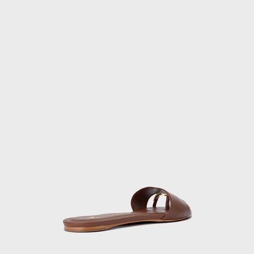 Rasteira Soleil Couro Marrom Walnut