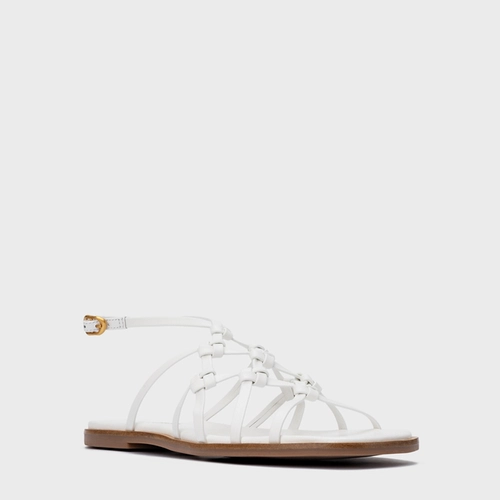 Sandália Rasteira Knot Frame Couro Branco Blanc
