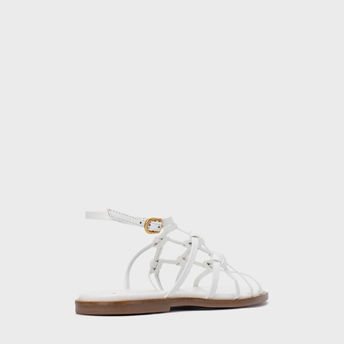 Sandália Rasteira Knot Frame Couro Branco Blanc