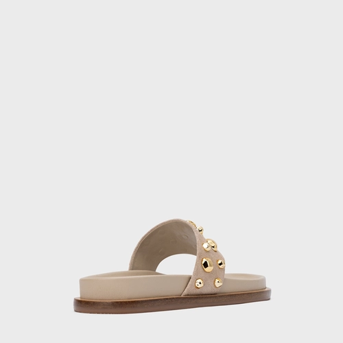 Rasteira Thong Organic Balls Couro Suede Bege Oatmeal