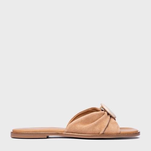 Rasteira Desert Stone Couro Suede Marrom Cookie
