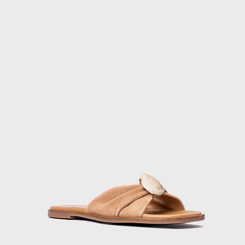 Rasteira Desert Stone Couro Suede Marrom Cookie
