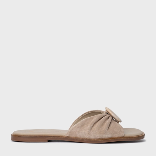 Rasteira Desert Stone Couro Suede Bege Oatmeal