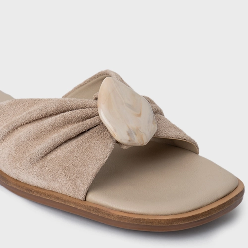Rasteira Desert Stone Couro Suede Bege Oatmeal