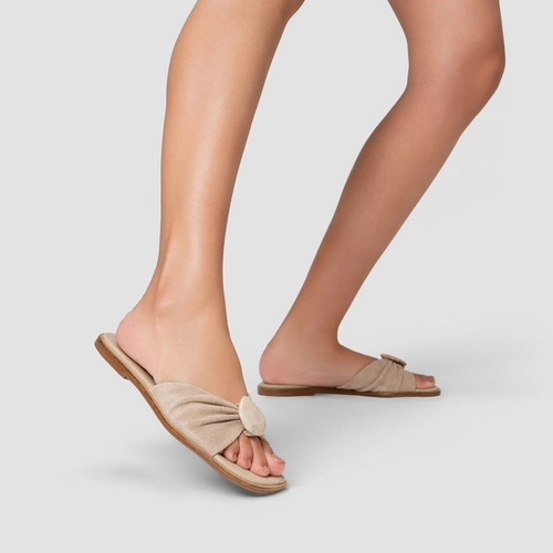 Rasteira Desert Stone Couro Suede Bege Oatmeal
