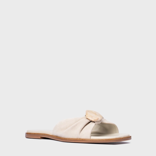 Rasteira Desert Stone Couro Suede Off White Osso