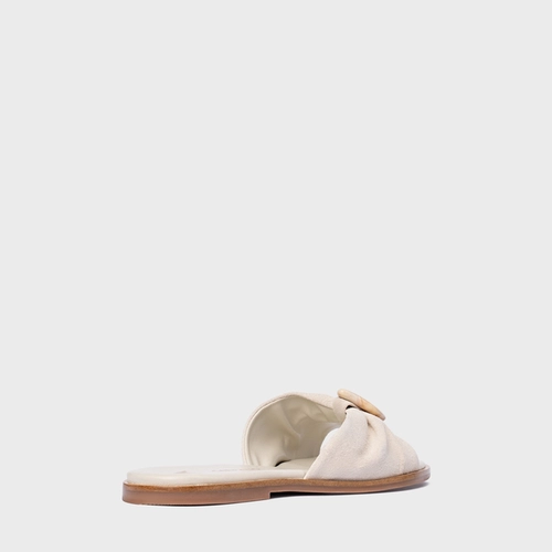 Rasteira Desert Stone Couro Suede Off White Osso