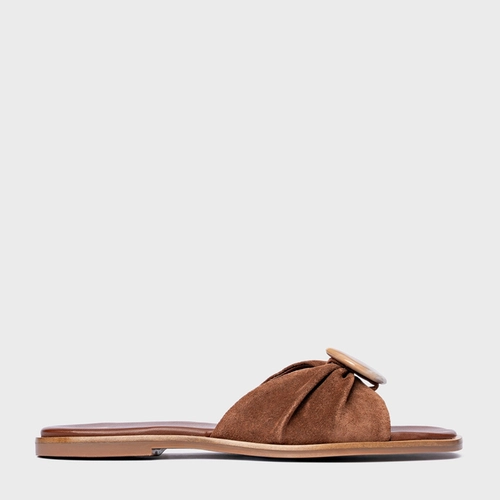 Rasteira Desert Stone Couro Suede Marrom Walnut