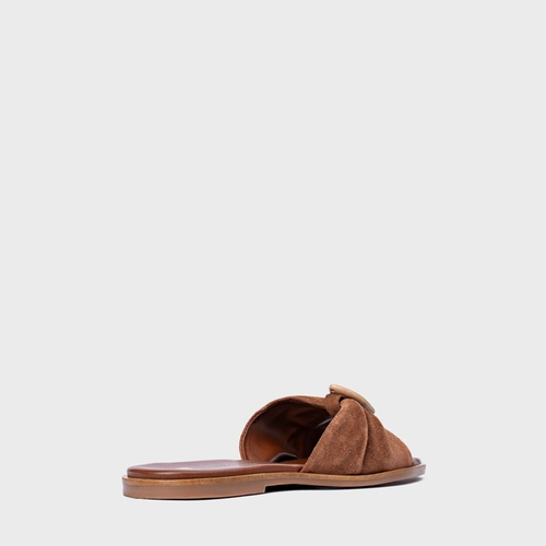 Rasteira Desert Stone Couro Suede Marrom Walnut