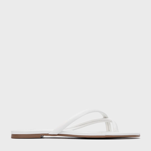 Rasteira Essential Couro Branco Blanc