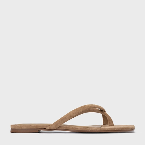 Rasteira Essential Couro Suede Bege Almond