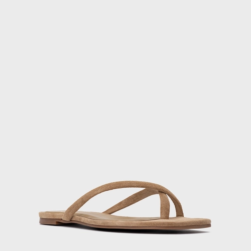 Rasteira Essential Couro Suede Bege Almond