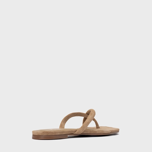 Rasteira Essential Couro Suede Bege Almond