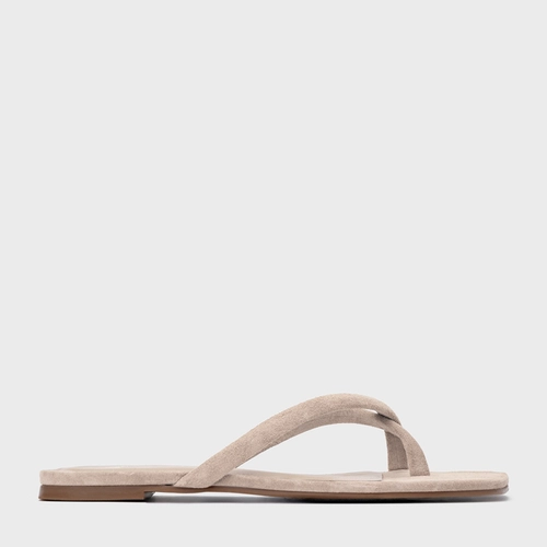 Rasteira Essential Couro Suede Bege Oatmeal