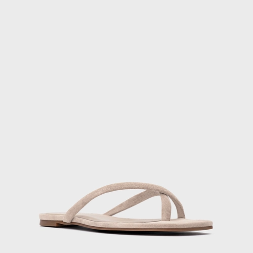 Rasteira Essential Couro Suede Bege Oatmeal