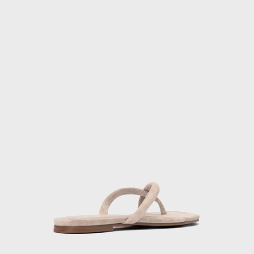 Rasteira Essential Couro Suede Bege Oatmeal