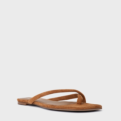 Rasteira Essential Couro Suede Marrom Saddle