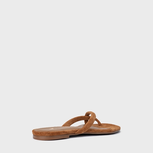 Rasteira Essential Couro Suede Marrom Saddle