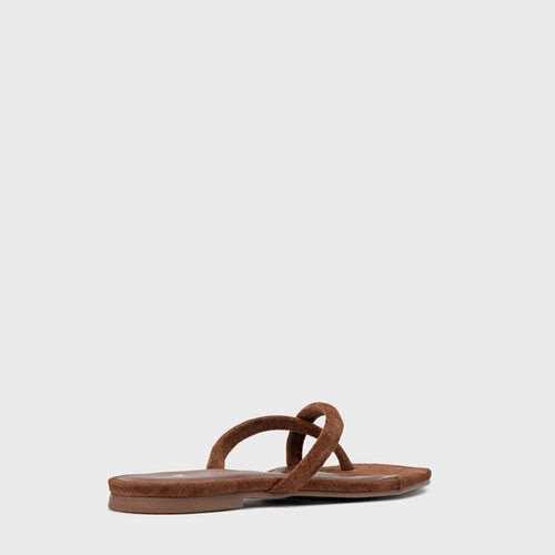Rasteira Essential Couro Suede Marrom Walnut
