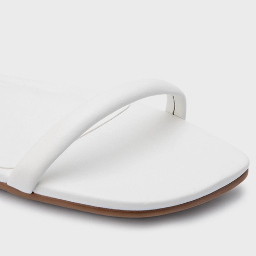 Sandália Rasteira Essential Couro Branco Blanc