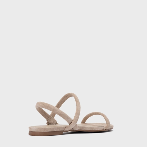 Sandália Rasteira Essential Couro Suede Bege Oatmeal