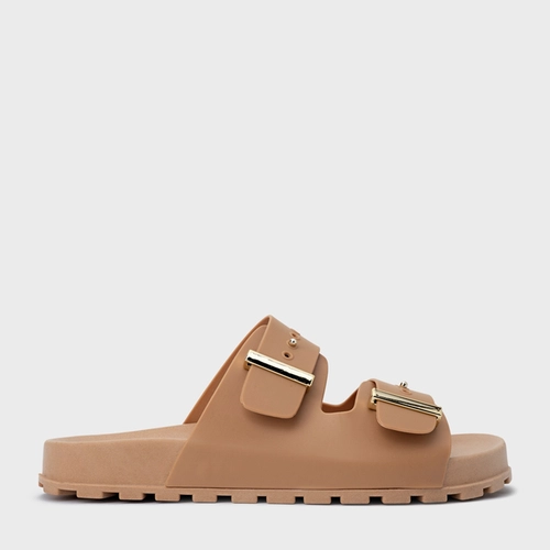 Rasteira Birken Metal Marrom Cookie