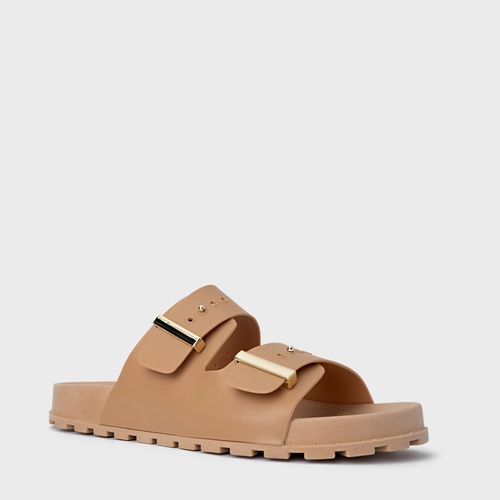 Rasteira Birken Metal Marrom Cookie