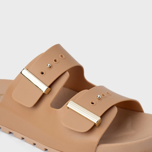 Rasteira Birken Metal Marrom Cookie