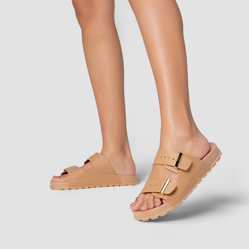 Rasteira Birken Metal Marrom Cookie