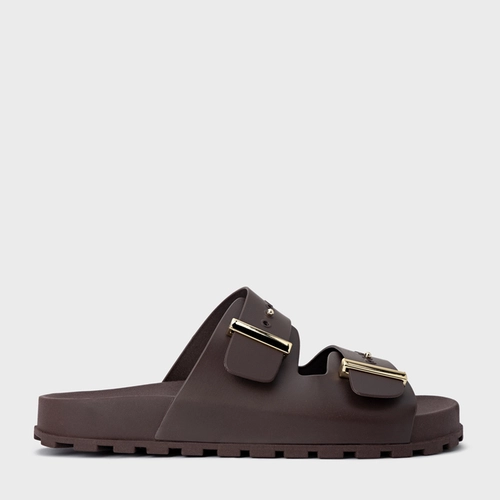 Rasteira Birken Metal Marrom Ganache