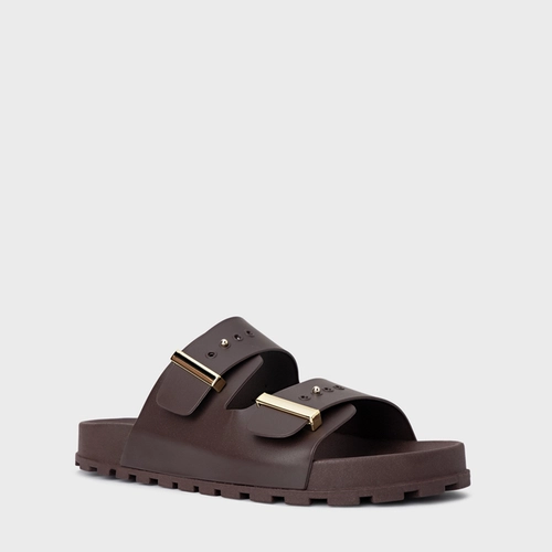 Rasteira Birken Metal Marrom Ganache