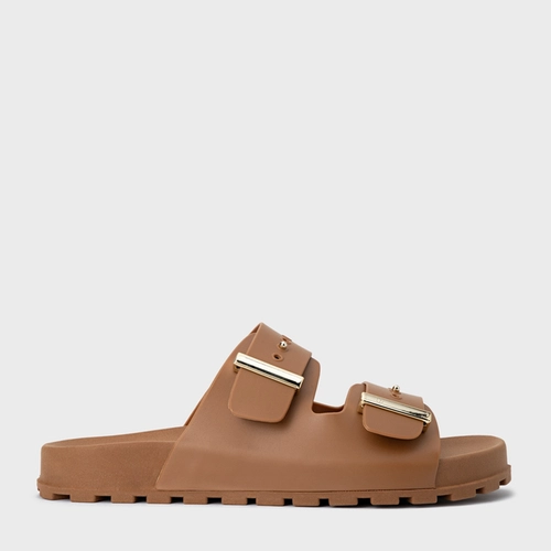 Rasteira Birken Metal Marrom Saddle